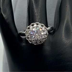 Moissanite 1ct Flower Design Sterling Silver Ring
